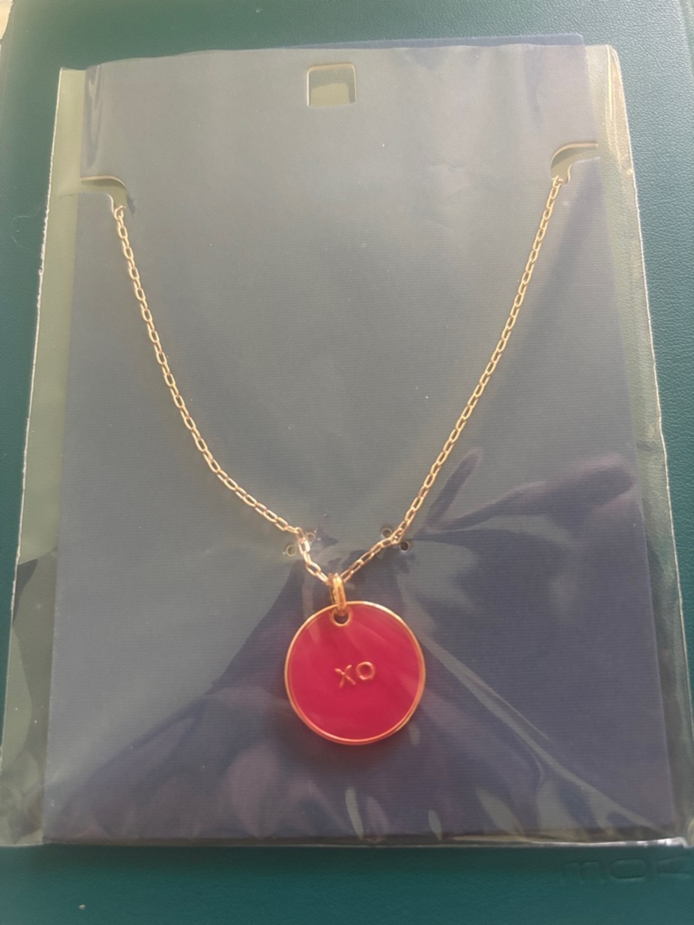 Old Navy Gold-Tone Necklace with Pink XO Pendant